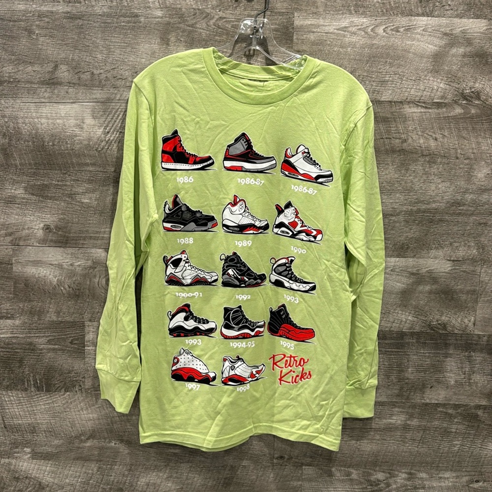 Retro Kicks NWOT Air Jordan History Lime Green Long Sleeves T-Shirt without Tag.